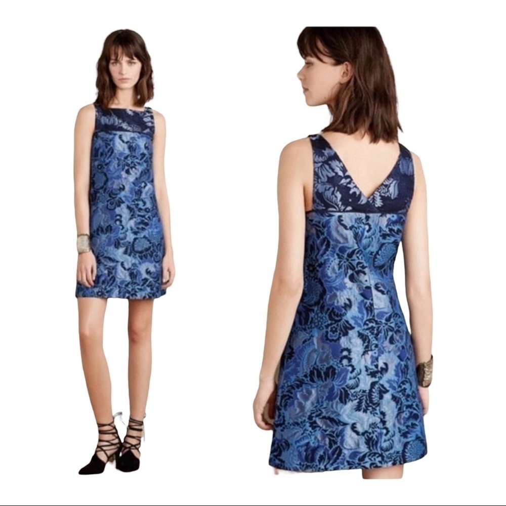 Anthropologie Moulinette Sours Delmara Dress Floral Jacquard Size 6